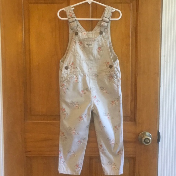 Like New! OshKosh Classic Overalls in Floral Pattern, Size 3T - Picture 1 of 11